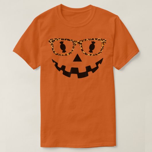 Leopard JackOLantern Face glazen Pompoenen Snoep H T-shirt (Design voorkant)