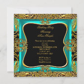 Leopard Jade Blauwgroen Gold Jewel Black Birthday  Kaart (Achterkant)