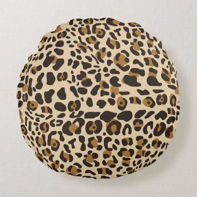 Leopard Jaguar Animal Print Pattern Rond Kussen (Voorkant)