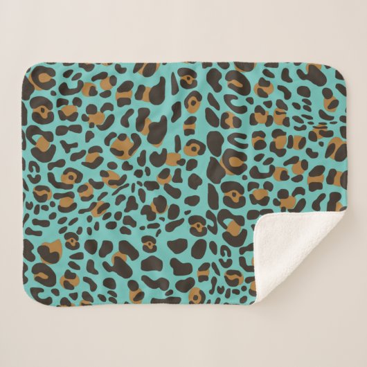 Leopard Jaguar Animal Print Pattern Sherpa Deken (Voorkant (horizontaal))