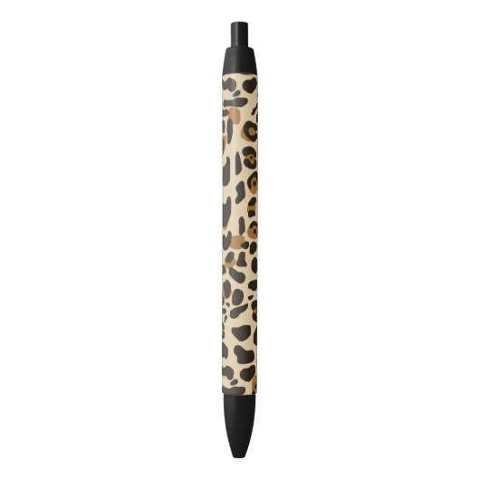Leopard Jaguar Animal Print Pattern Zwarte Inkt Pen (Voorkant Verticaal)