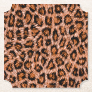 Leopard Jaguar Cat Brown bontpatroon-24609 Kartonnen Onderzetters