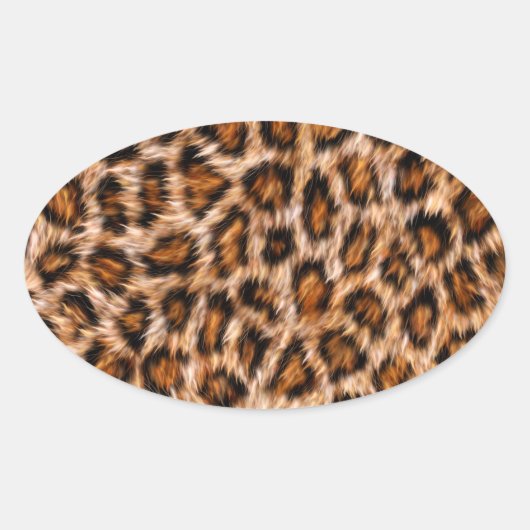 Leopard Jaguar Cat Brown bontpatroon-24609 Ovale Sticker (Voorkant)