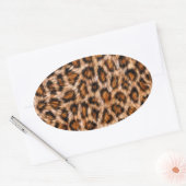 Leopard Jaguar Cat Brown bontpatroon-24609 Ovale Sticker (Envelop)