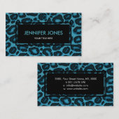 Leopard/Jaguar print op Blauwgroen blauw kunstlede Visitekaartje (Voorkant / Achterkant)