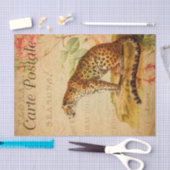  Leopard Jaguar Wild Animal Floral Frans Tissuepapier (Craft)