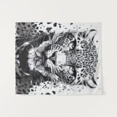 Leopard Jaguar Wild Natuur Illustratie Lijn Epic Wandkleed (Voorkant (horizontaal))