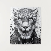 Leopard Jaguar Wild Natuur Illustratie Lijn Epic Wandkleed (Voorkant)