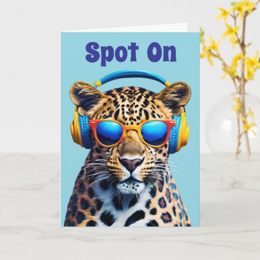 Leopard Jammin" Kaart (Gele Bloem)