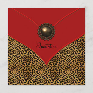 Leopard Jewel Red All Occasion Party Kaart