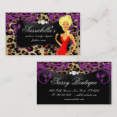 Leopard Jewelry Visitekaartje Paarse Swirls Blonde (Voorkant / Achterkant)