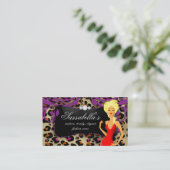 Leopard Jewelry Visitekaartje Paarse Swirls Blonde (Staand voorkant)