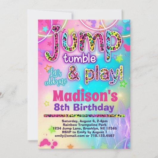 Leopard Jump Tumble & Play Verjaardag Kaart (Voorkant)