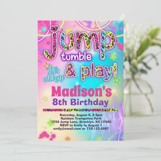 Leopard Jump Tumble & Play Verjaardag Kaart (Staand voorkant)