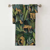 Leopard Jungle Forest Illustration Seamless Bad Handdoek (Insitu)