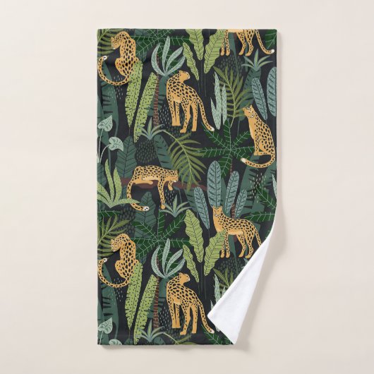 Leopard Jungle Forest Illustration Seamless Bad Handdoek (Handdoek)