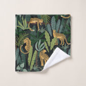 Leopard Jungle Forest Illustration Seamless Bad Handdoek (Wasdoekje)