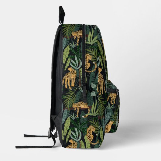 Leopard Jungle Forest Illustration Seamless Custom Bedrukte Rugzak (Links)