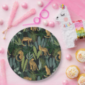 Leopard Jungle Forest Illustration Seamless Custom Papieren Bordje (Feest)