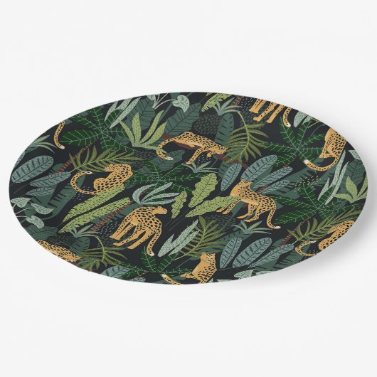 Leopard Jungle Forest Illustration Seamless Custom Papieren Bordje (Gekanteld)