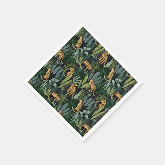 Leopard Jungle Forest Illustration Seamless Custom Servet (Hoek)