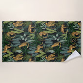 Leopard Jungle Forest Illustration Seamless Custom Strandlaken (Voorkant)