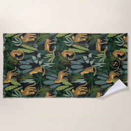 Leopard Jungle Forest Illustration Seamless Custom Strandlaken