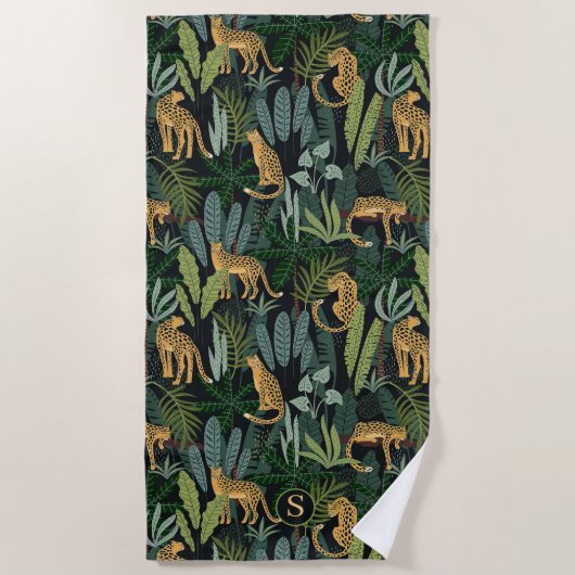 Leopard Jungle Forest Illustration Seamless Custom Strandlaken (Voorkant)