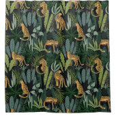 Leopard Jungle Forest Illustration Seamless  Douchegordijn (Voorkant)