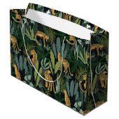Leopard Jungle Forest Illustration Seamless Groot Cadeauzakje (Achterkant Gekanteld)