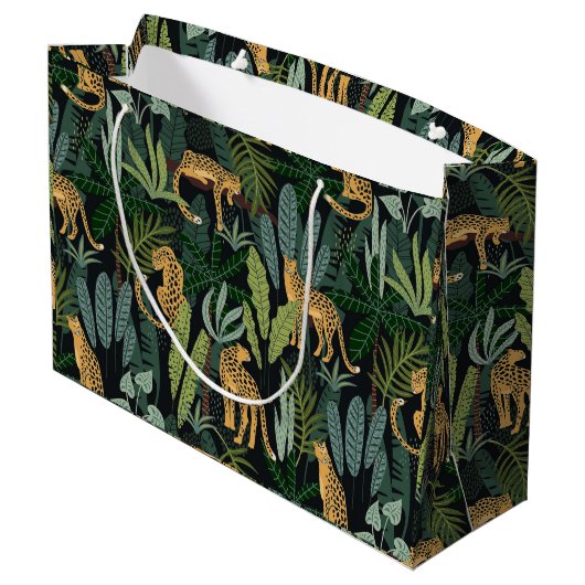 Leopard Jungle Forest Illustration Seamless  Groot Cadeauzakje (Achterkant Gekanteld)