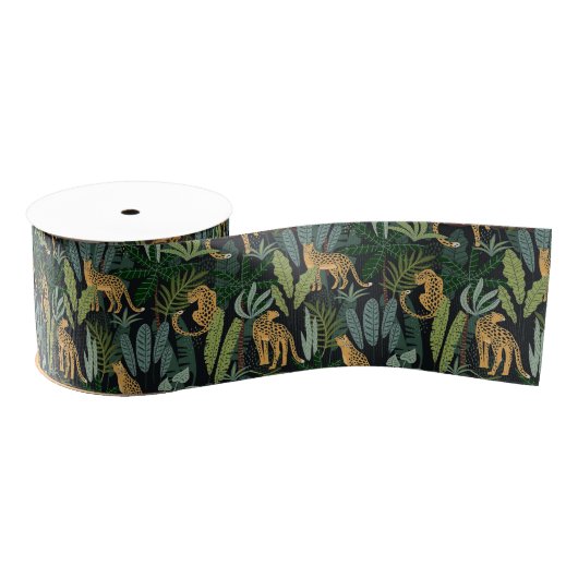 Leopard Jungle Forest Illustration Seamless  Grosgrain Lint (Spoel)