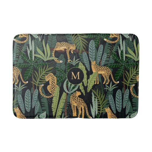 Leopard Jungle Forest Illustration Seamless Patter Badmat (Voorkant)