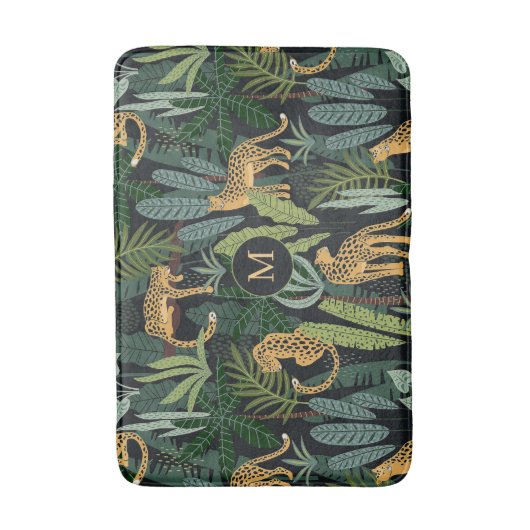 Leopard Jungle Forest Illustration Seamless Patter Badmat (Voorkant Verticaal)