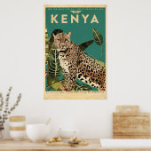 Leopard Kenya Travel Poster (Keuken)