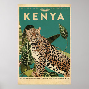 Leopard Kenya Travel Poster