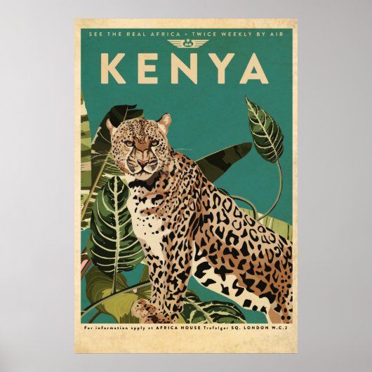 Leopard Kenya Travel Poster (Voorkant)