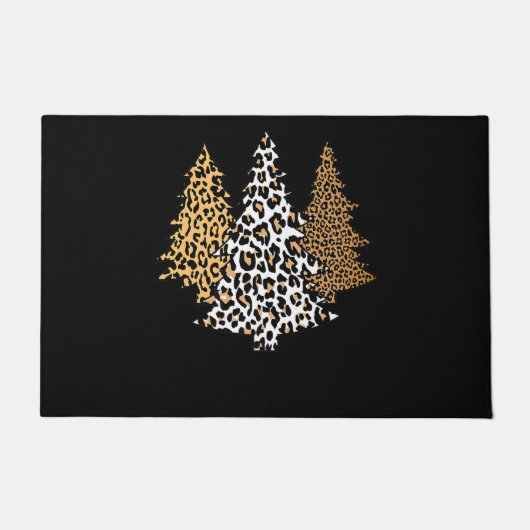 leopard kerstbomen cheetah cadeau voor kunstdrukke deurmat (Voorkant)