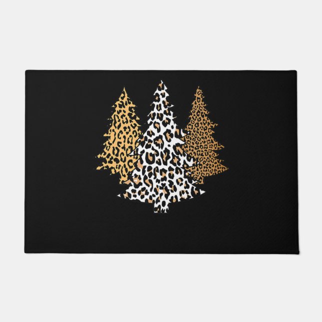 leopard kerstbomen cheetah cadeau voor kunstdrukke deurmat (Voorkant)