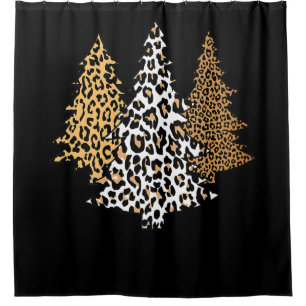 leopard kerstbomen cheetah cadeau voor kunstdrukke douchegordijn