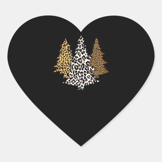 leopard kerstbomen cheetah cadeau voor kunstdrukke hart sticker (Voorkant)