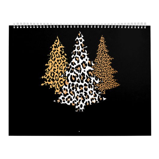 leopard kerstbomen cheetah cadeau voor kunstdrukke kalender (Hoes)