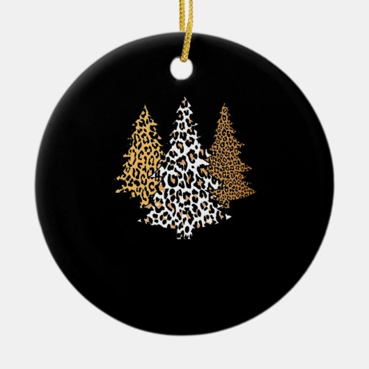 leopard kerstbomen cheetah cadeau voor kunstdrukke keramisch ornament (Voorkant)