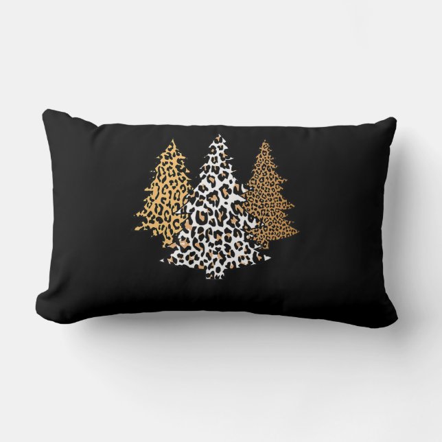 leopard kerstbomen cheetah cadeau voor kunstdrukke kussen (Voorkant)