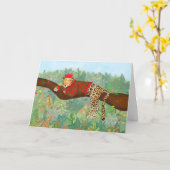 Leopard-kerstkaart Kaart (Gele Bloem)