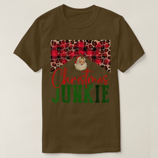 Leopard Kerstmis Junkie Santa Claus Merry Christm T-shirt (Design voorkant)