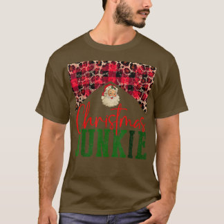 Leopard Kerstmis Junkie Santa Claus Merry Christm T-shirt