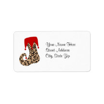 Leopard Kerstvakantie kous adres label