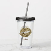 Leopard Kiss - gepersonaliseerd Acryl Drinkbeker (Achterkant)