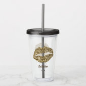 Leopard Kiss - gepersonaliseerd Acryl Drinkbeker (Voorkant)